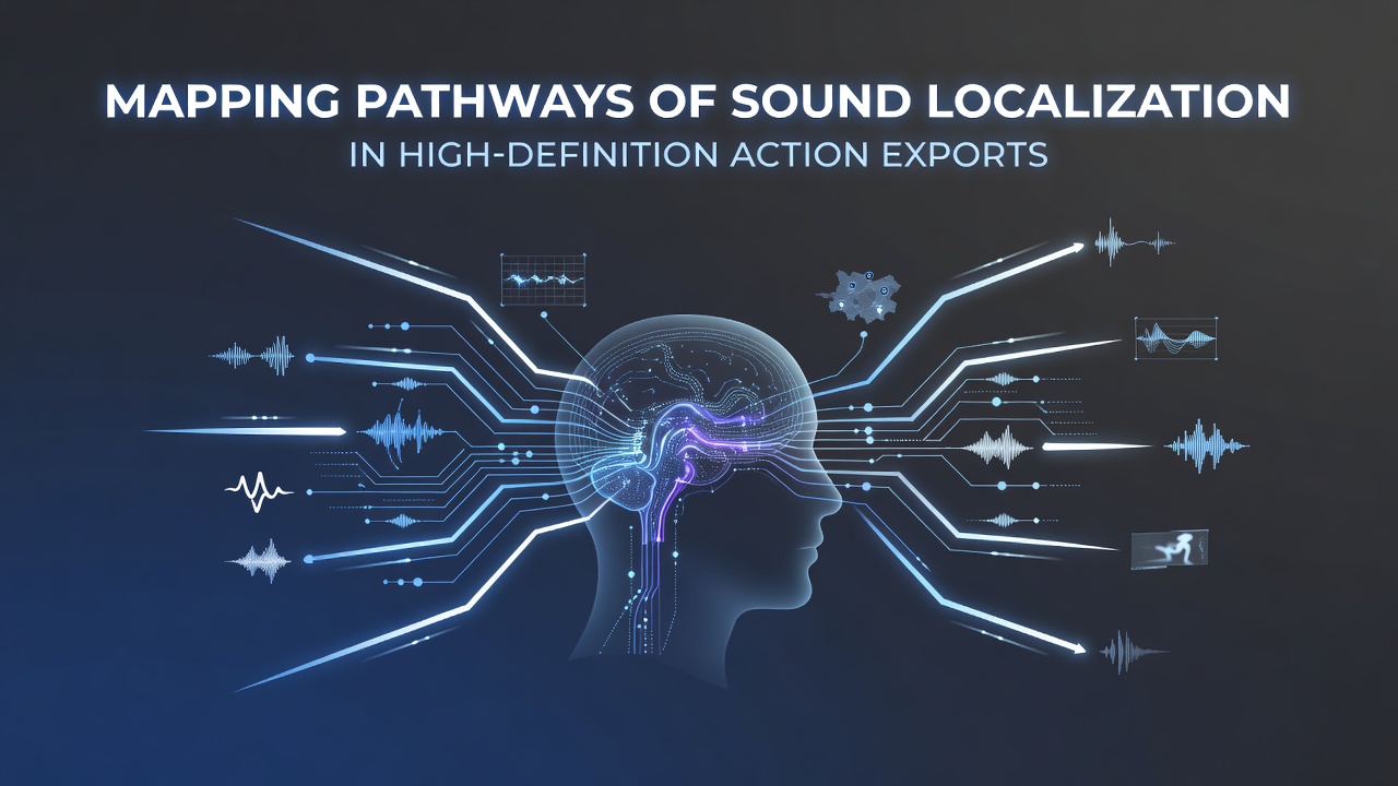 Technical diagram showing sound localization pathways in high-definition action film audio processing