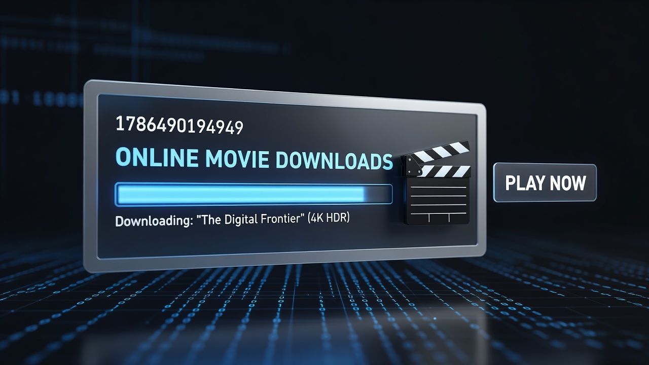 User interface showing download progress and storage options for films