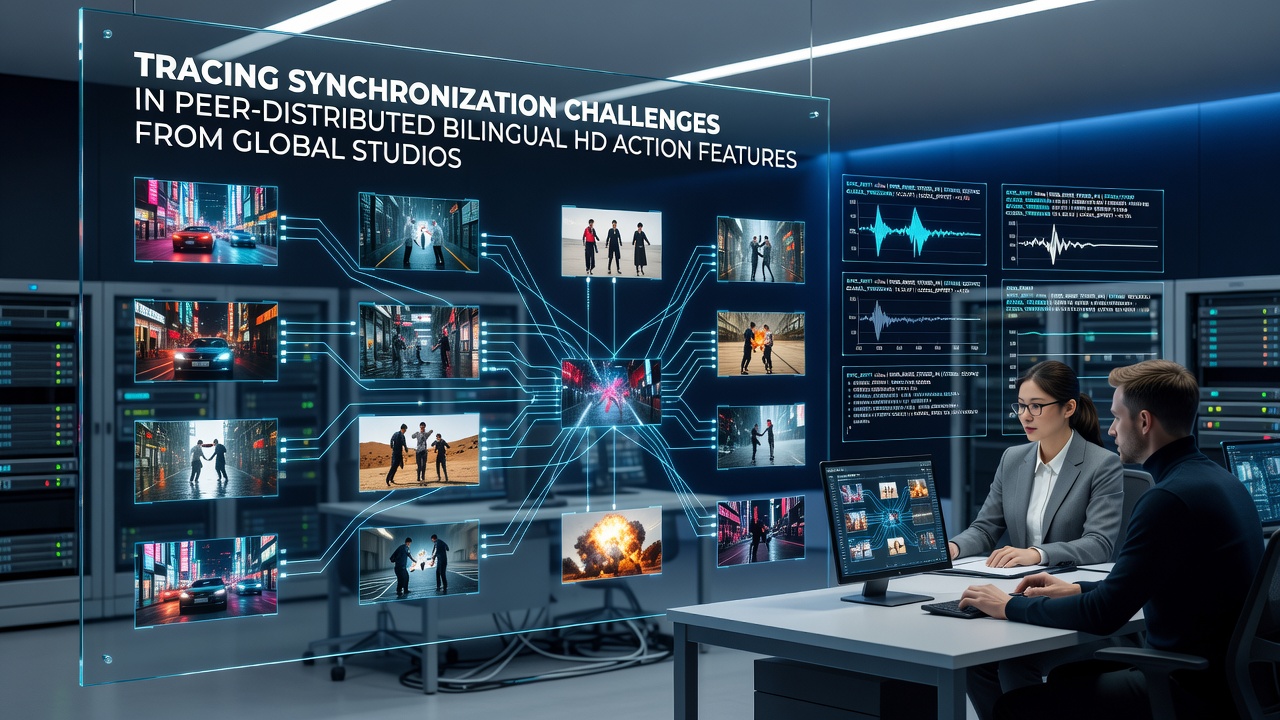 Diagram illustrating audio track alignment processes in bilingual HD action film distribution networks